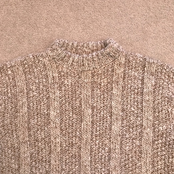 Vintage Chunky Knit Wool Sweater Womens Size Medium Oversized Tan Brown USA Made - Picture 2 of 6